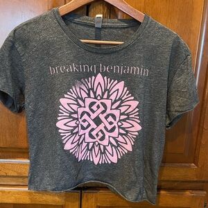Breaking Benjamin Gray and Pink Graphic Crop Tee